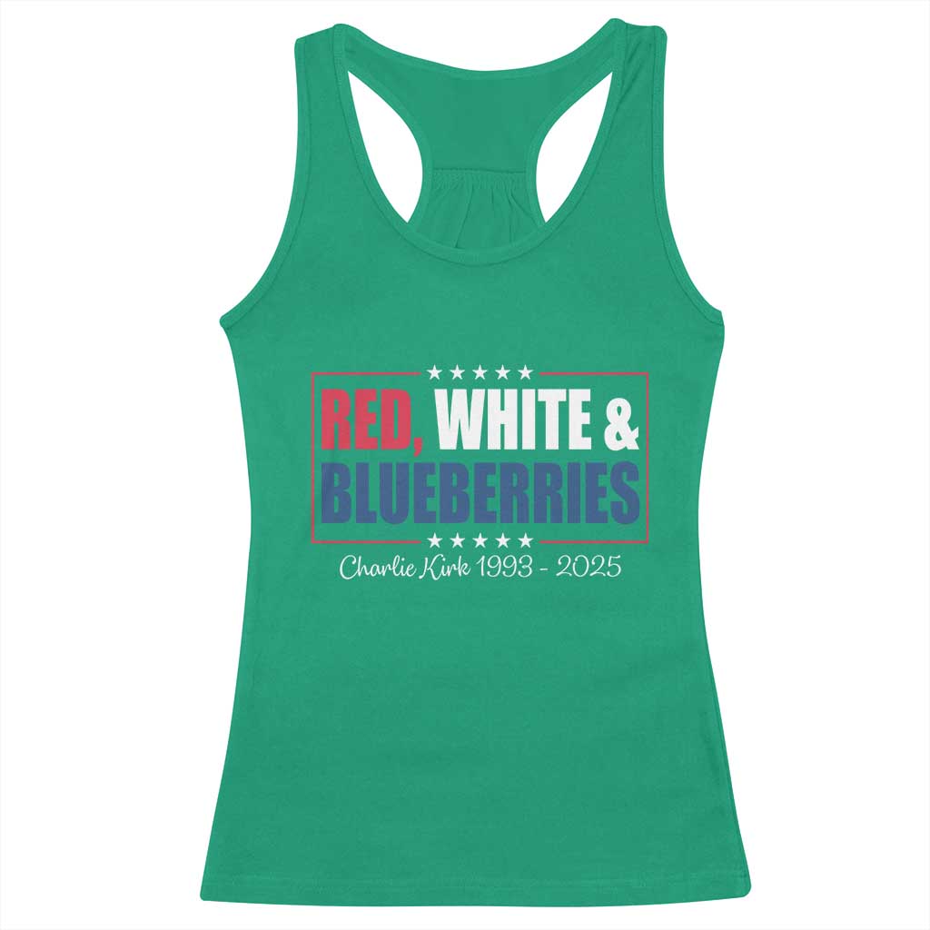 Red White Blueberries Racerback Tank Top Charlie Kirk Inspired Patriotic Memorial Freedom - Wonder Print Shop