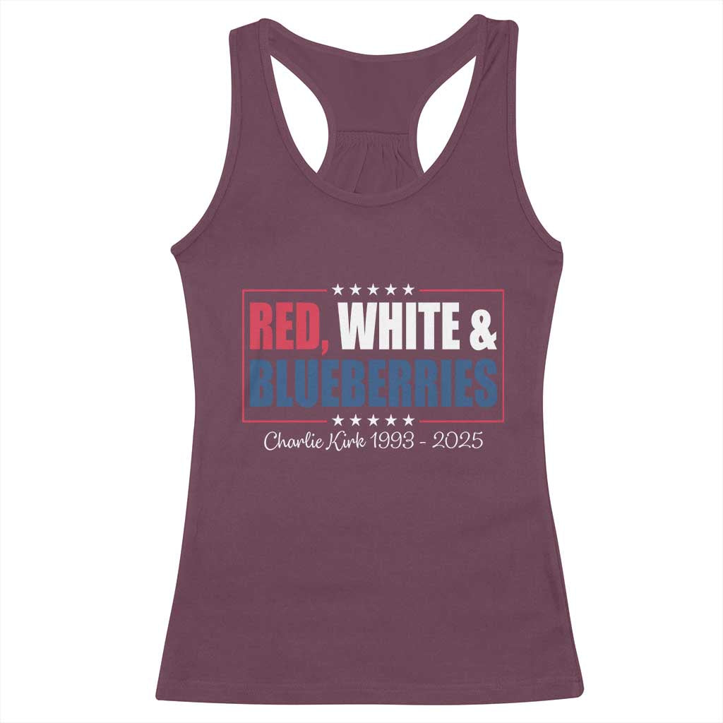 Red White Blueberries Racerback Tank Top Charlie Kirk Inspired Patriotic Memorial Freedom - Wonder Print Shop