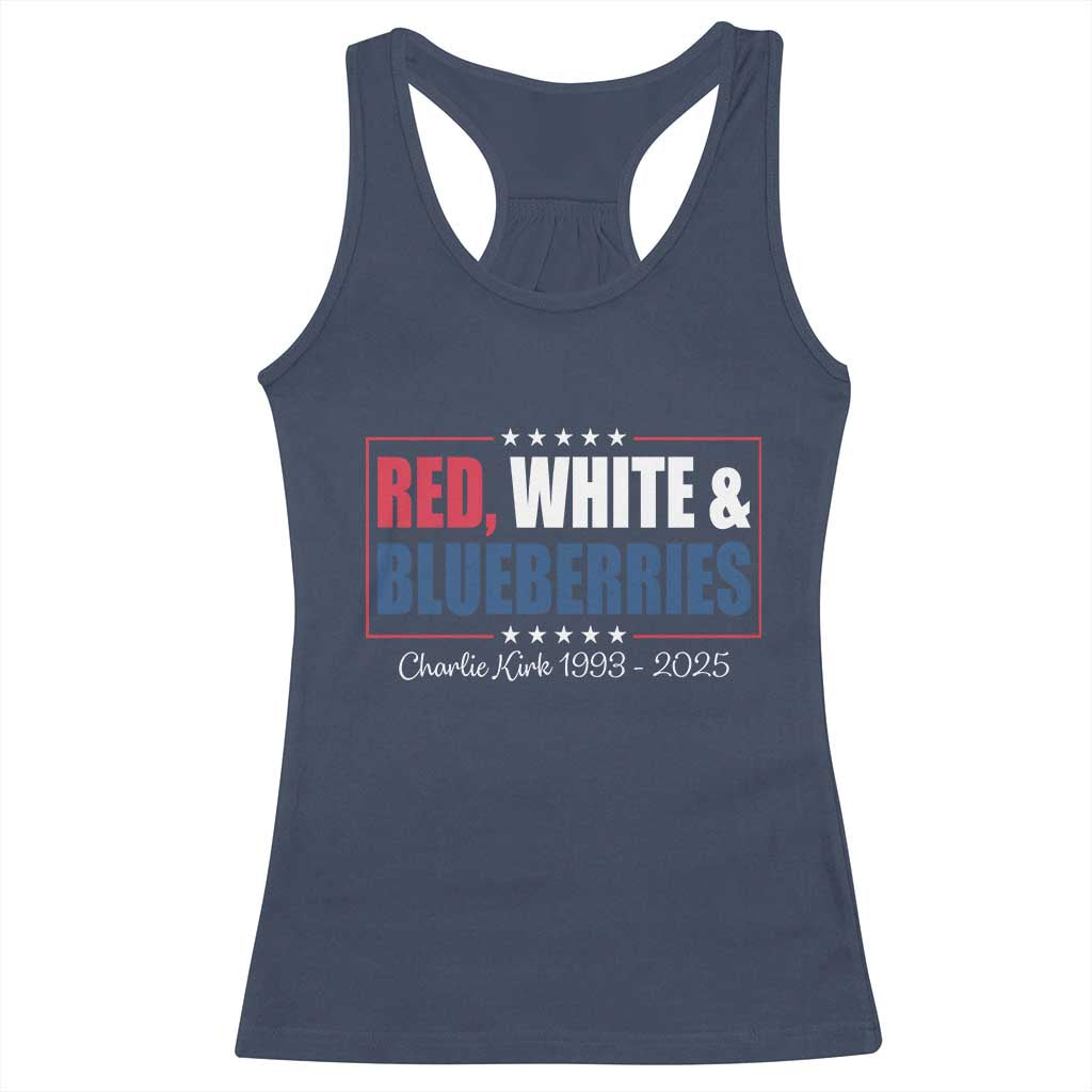 Red White Blueberries Racerback Tank Top Charlie Kirk Inspired Patriotic Memorial Freedom - Wonder Print Shop
