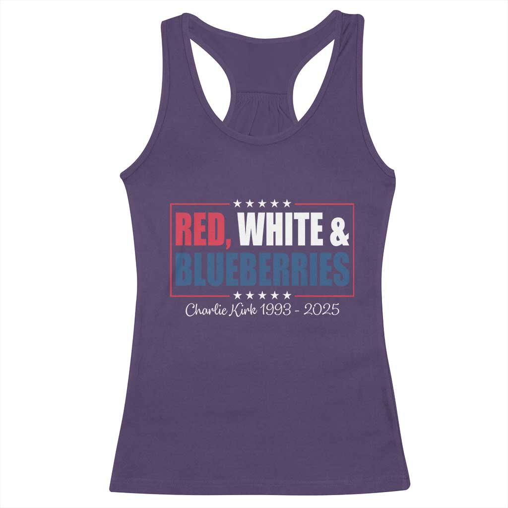 Red White Blueberries Racerback Tank Top Charlie Kirk Inspired Patriotic Memorial Freedom - Wonder Print Shop