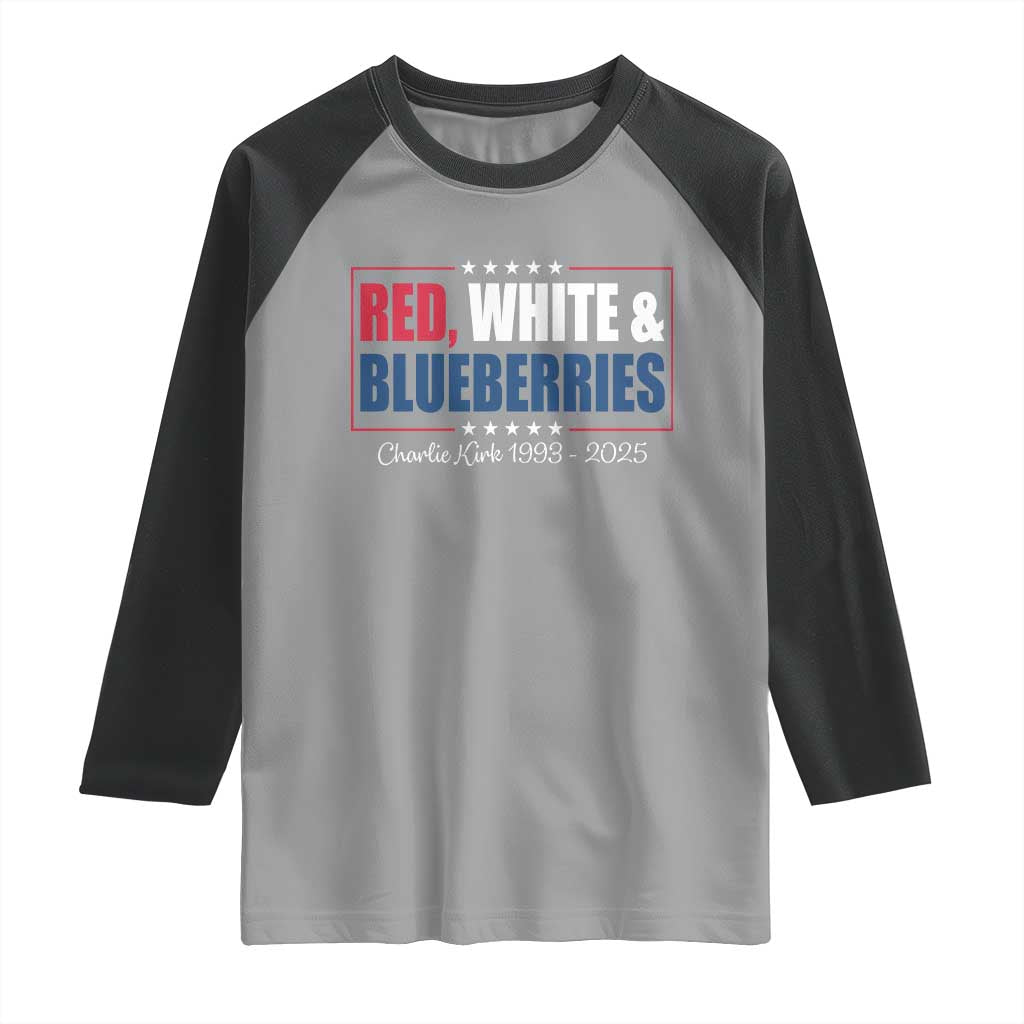 Red White Blueberries Raglan Shirt Charlie Kirk Inspired Patriotic Memorial Freedom - Wonder Print Shop