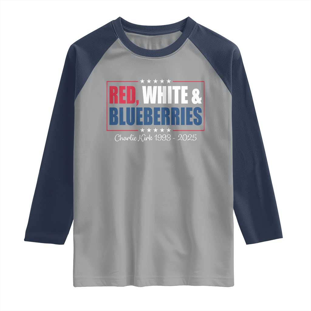 Red White Blueberries Raglan Shirt Charlie Kirk Inspired Patriotic Memorial Freedom - Wonder Print Shop