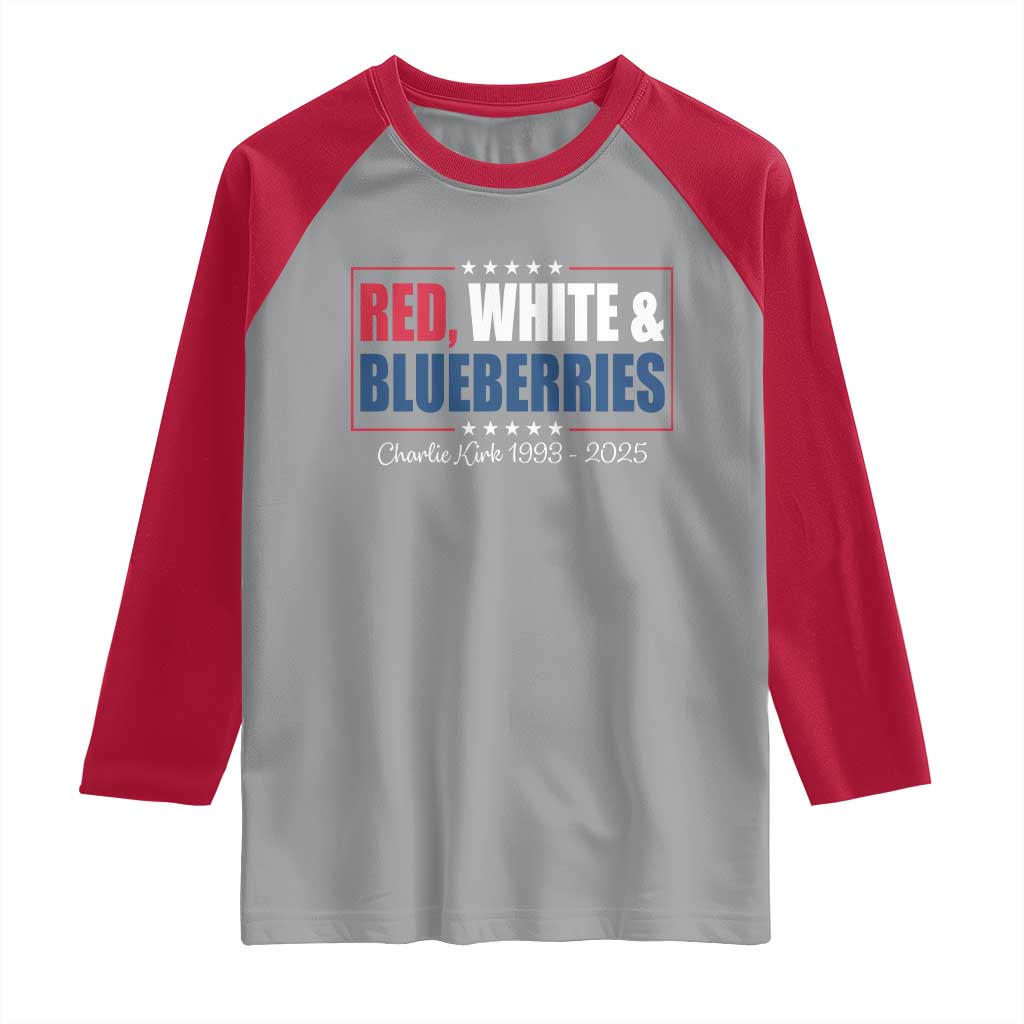 Red White Blueberries Raglan Shirt Charlie Kirk Inspired Patriotic Memorial Freedom - Wonder Print Shop