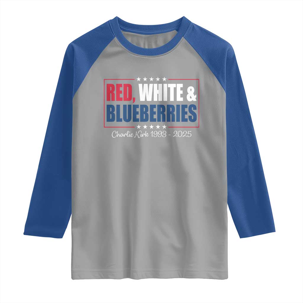 Red White Blueberries Raglan Shirt Charlie Kirk Inspired Patriotic Memorial Freedom - Wonder Print Shop