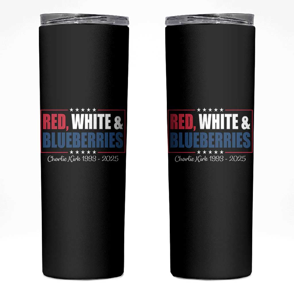 Red White Blueberries Skinny Tumbler Charlie Kirk Inspired Patriotic Memorial Freedom - Wonder Print Shop