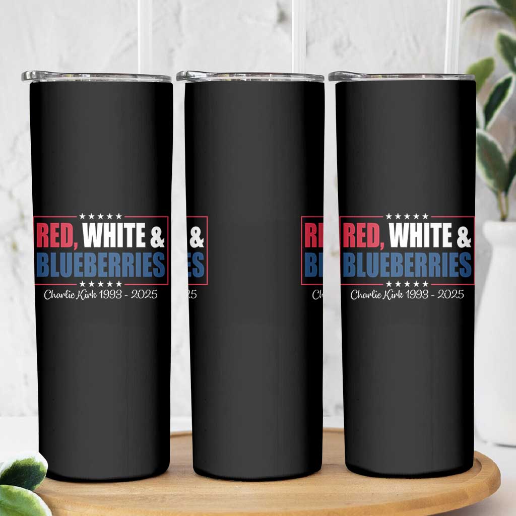 Red White Blueberries Skinny Tumbler Charlie Kirk Inspired Patriotic Memorial Freedom - Wonder Print Shop