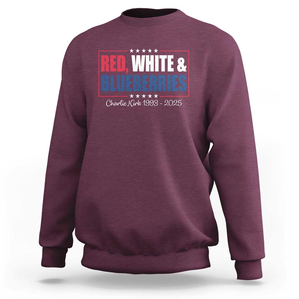 Red White Blueberries Sweatshirt Charlie Kirk Inspired Patriotic Memorial Freedom - Wonder Print Shop