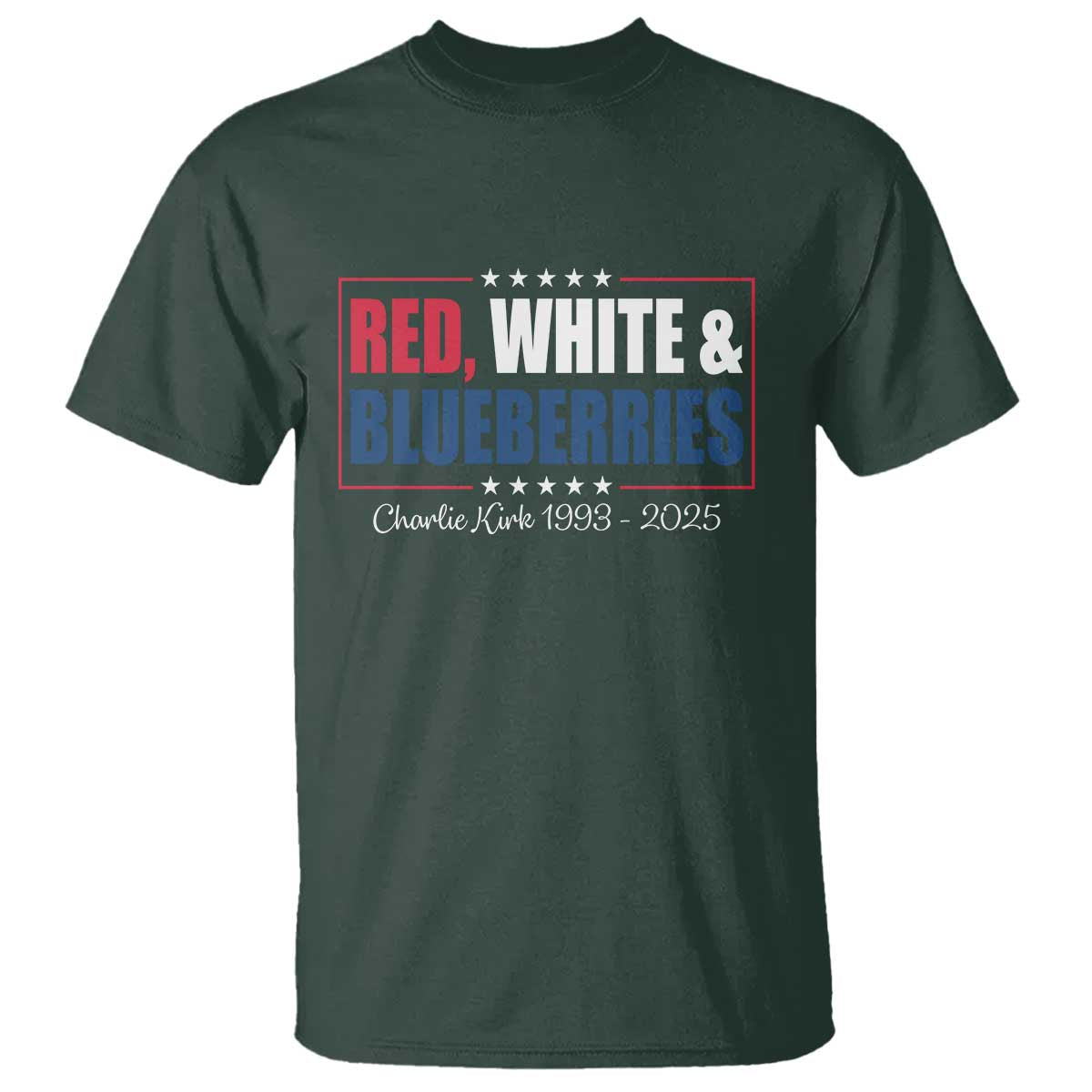 Red White Blueberries T Shirt Charlie Kirk Inspired Patriotic Memorial Freedom - Wonder Print Shop