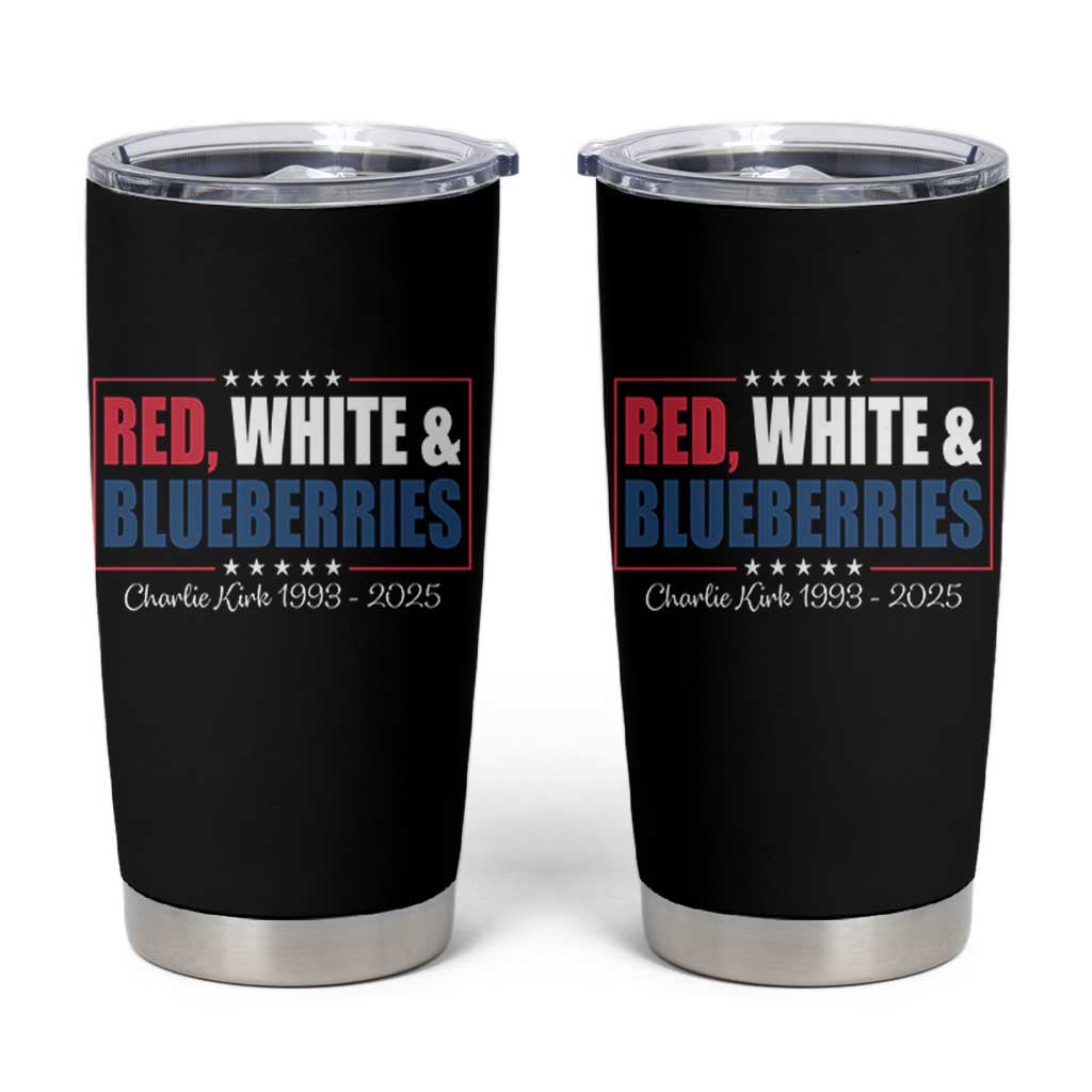 Red White Blueberries Tumbler Cup Charlie Kirk Inspired Patriotic Memorial Freedom - Wonder Print Shop