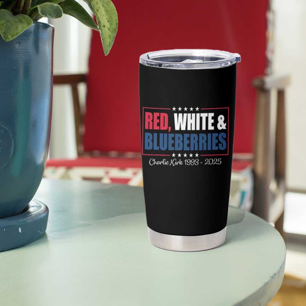 Red White Blueberries Tumbler Cup Charlie Kirk Inspired Patriotic Memorial Freedom - Wonder Print Shop