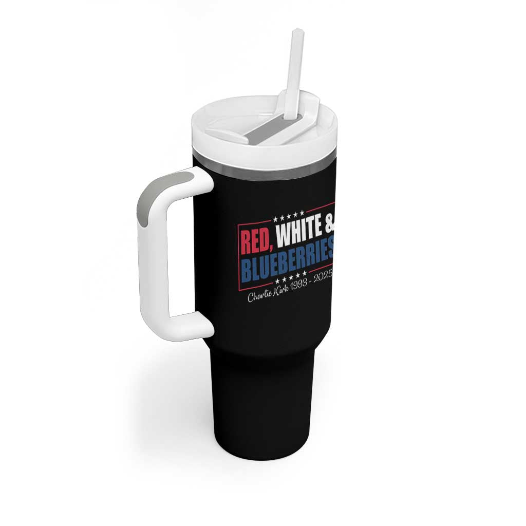 Red White Blueberries Tumbler With Handle Charlie Kirk Inspired Patriotic Memorial Freedom - Wonder Print Shop