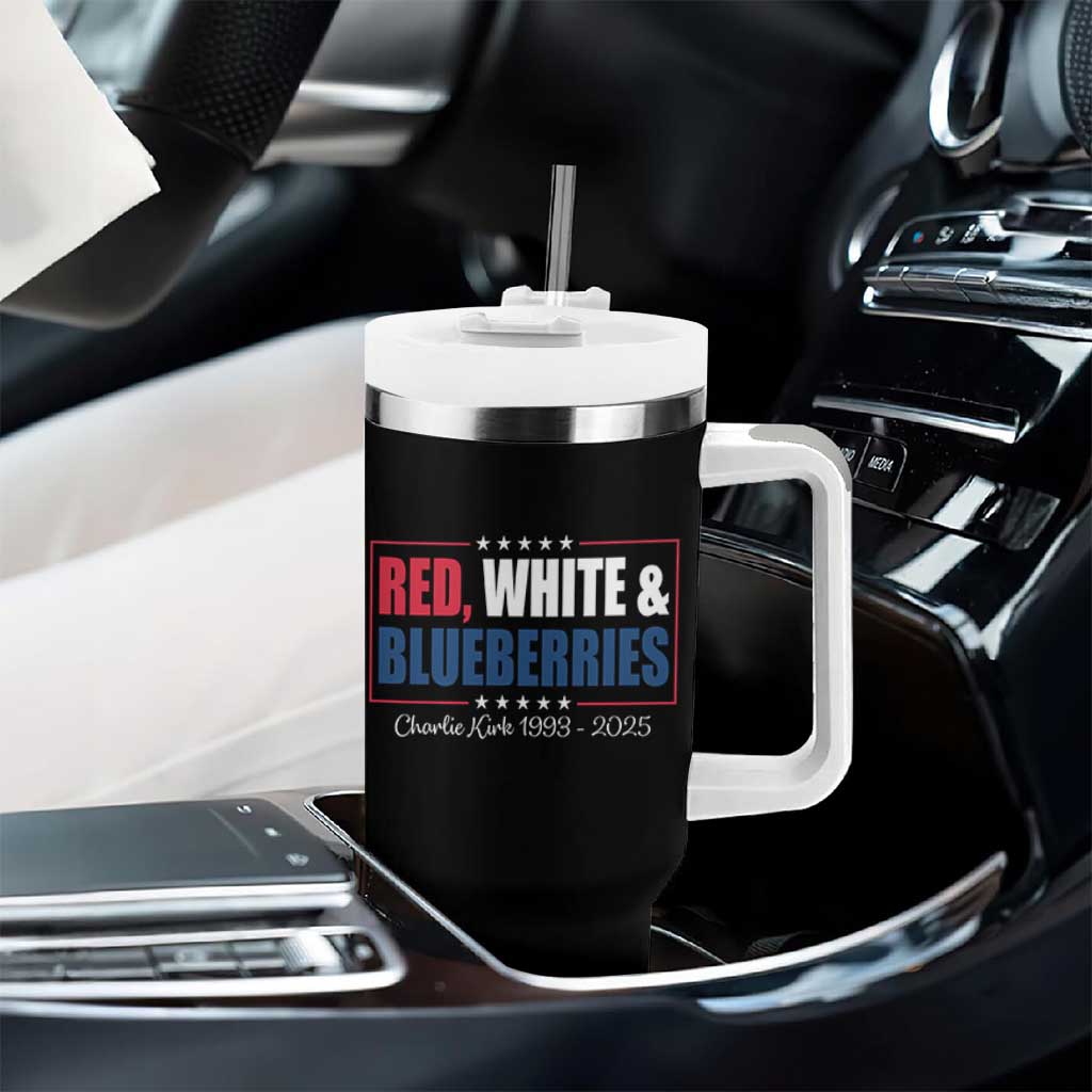 Red White Blueberries Tumbler With Handle Charlie Kirk Inspired Patriotic Memorial Freedom - Wonder Print Shop