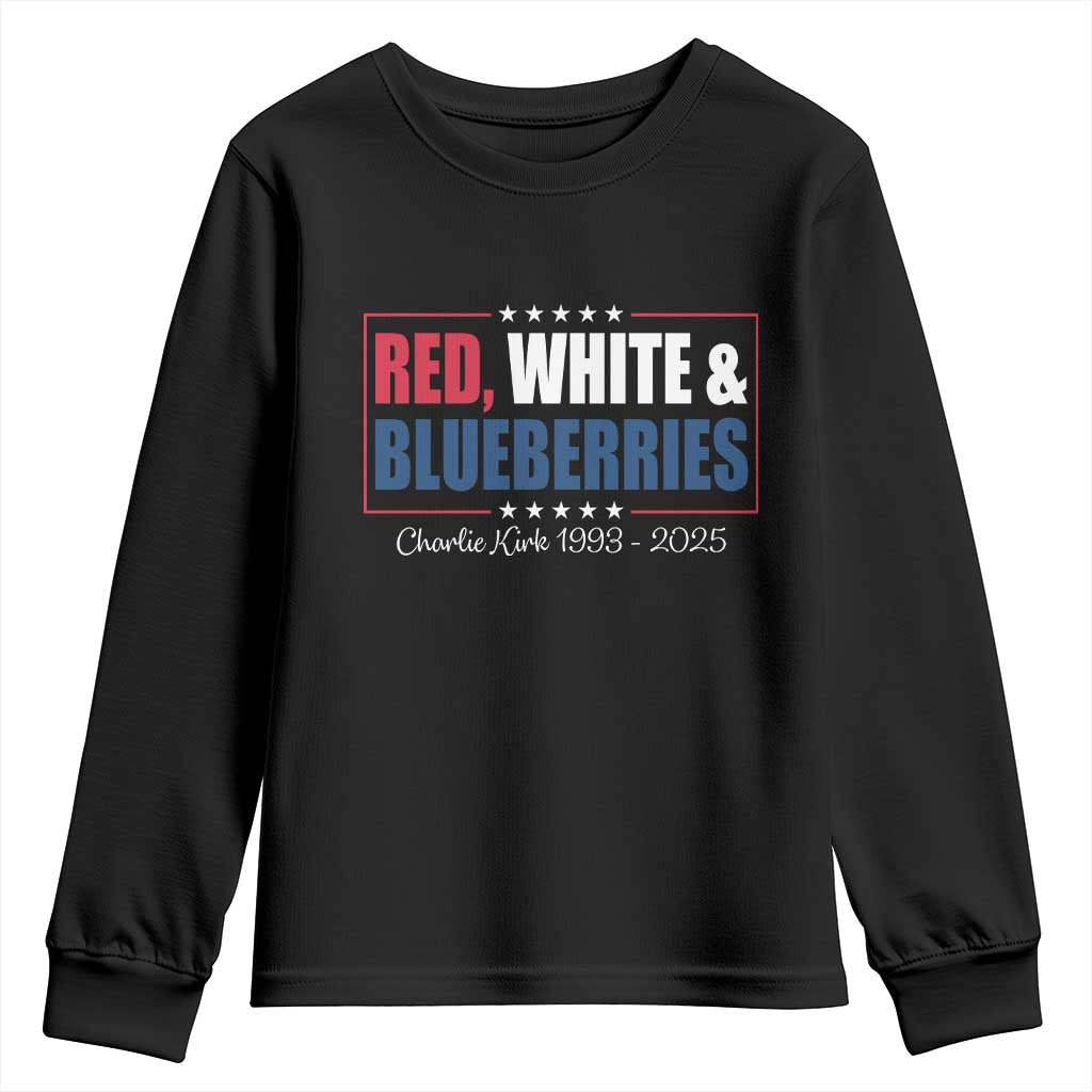 Red White Blueberries Youth Sweatshirt Charlie Kirk Inspired Patriotic Memorial Freedom - Wonder Print Shop