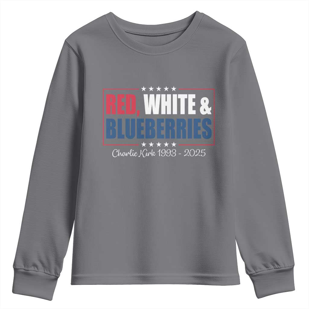 Red White Blueberries Youth Sweatshirt Charlie Kirk Inspired Patriotic Memorial Freedom - Wonder Print Shop