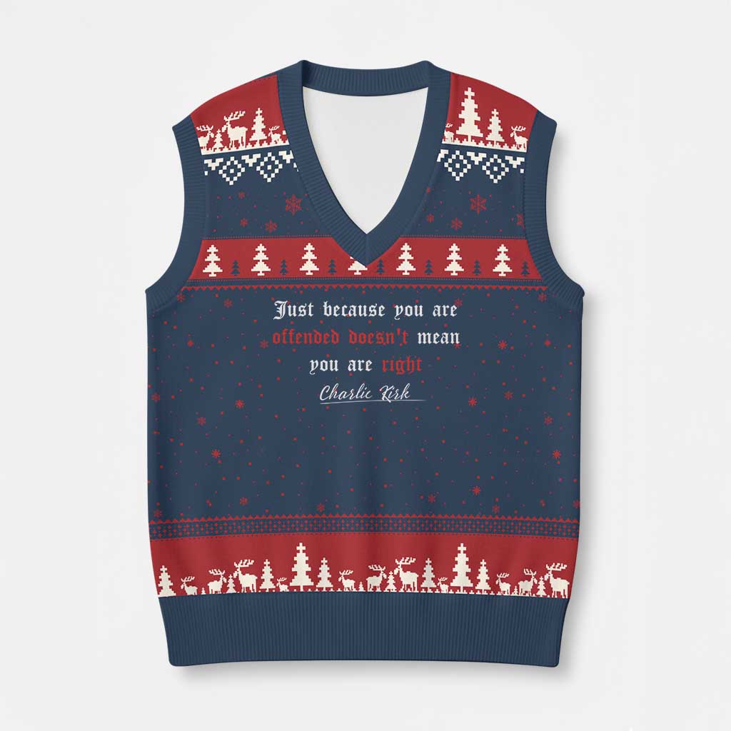 Charlie Kirk V-Neck Knit Sweater Vest True Patriot Tribute Freedom Conservative Supporter - Wonder Print Shop