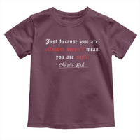 Charlie Kirk Toddler T Shirt True Patriot Tribute Freedom Conservative Supporter - Wonder Print Shop