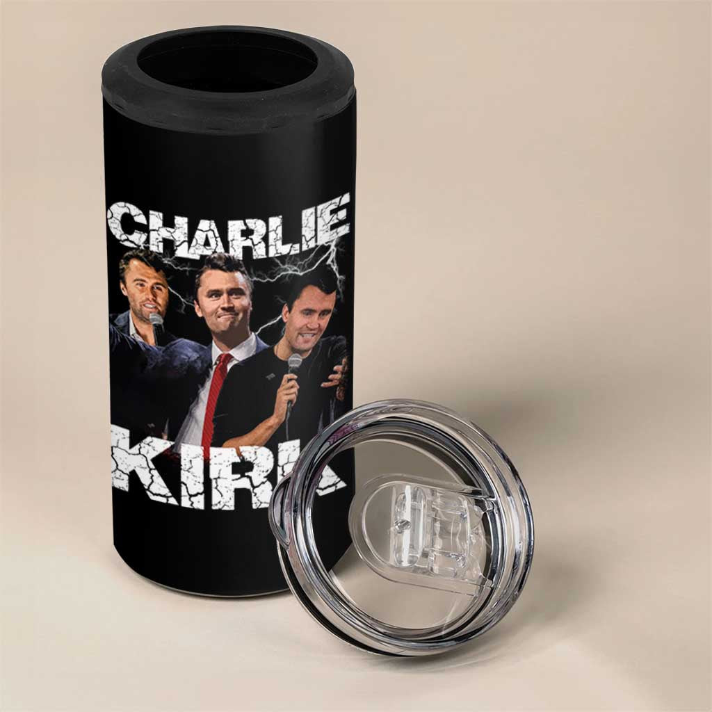 Charlie Kirk 4 in 1 Can Cooler Tumbler Freedom Speech A True Patriot Tribute Bootleg - Wonder Print Shop