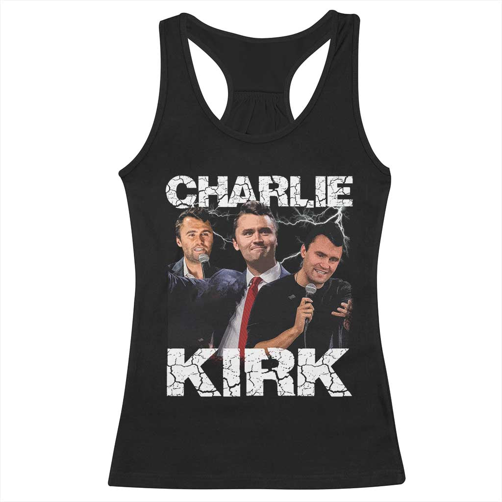 Charlie Kirk Racerback Tank Top Freedom Speech A True Patriot Tribute Bootleg - Wonder Print Shop