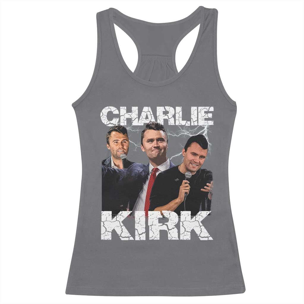 Charlie Kirk Racerback Tank Top Freedom Speech A True Patriot Tribute Bootleg - Wonder Print Shop