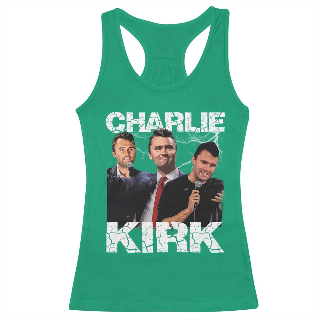Charlie Kirk Racerback Tank Top Freedom Speech A True Patriot Tribute Bootleg - Wonder Print Shop