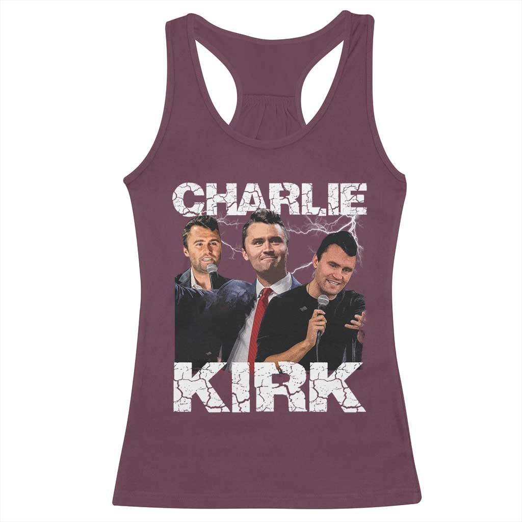 Charlie Kirk Racerback Tank Top Freedom Speech A True Patriot Tribute Bootleg - Wonder Print Shop