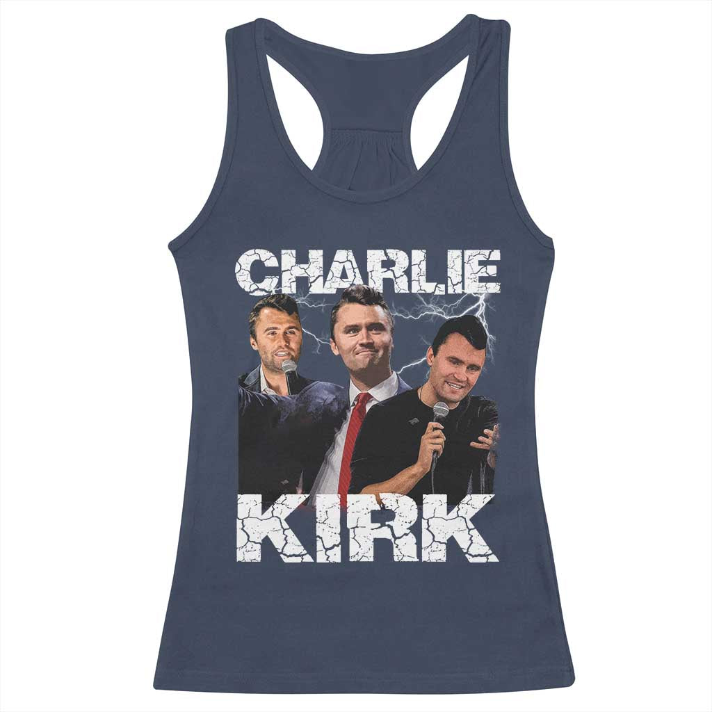 Charlie Kirk Racerback Tank Top Freedom Speech A True Patriot Tribute Bootleg - Wonder Print Shop
