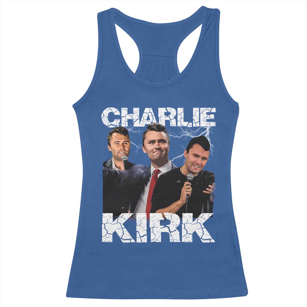 Charlie Kirk Racerback Tank Top Freedom Speech A True Patriot Tribute Bootleg - Wonder Print Shop