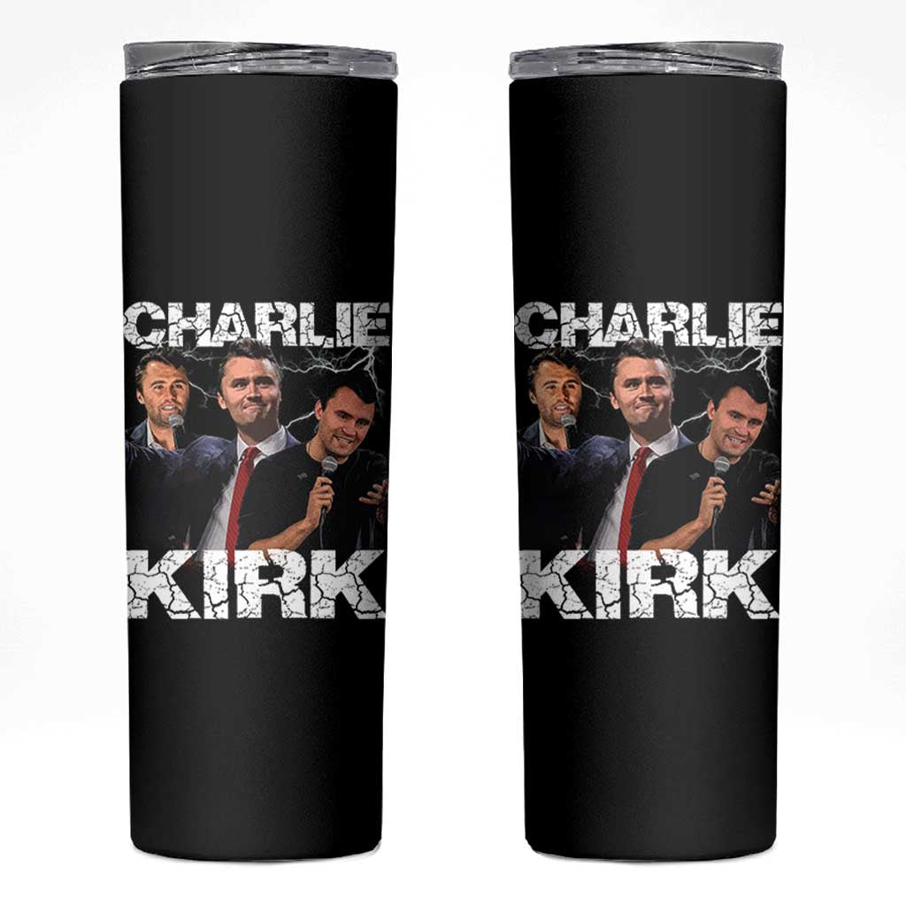 Charlie Kirk Skinny Tumbler Freedom Speech A True Patriot Tribute Bootleg - Wonder Print Shop