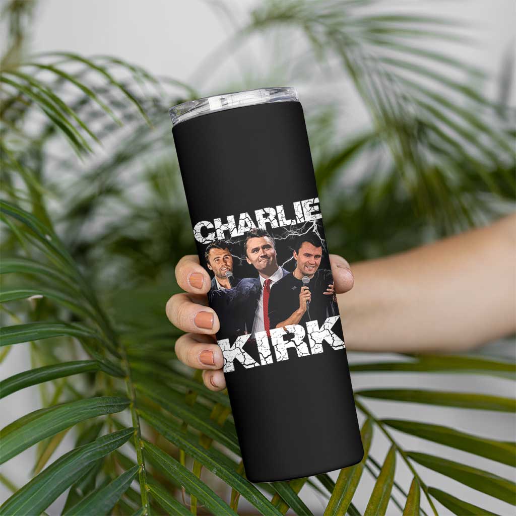 Charlie Kirk Skinny Tumbler Freedom Speech A True Patriot Tribute Bootleg - Wonder Print Shop
