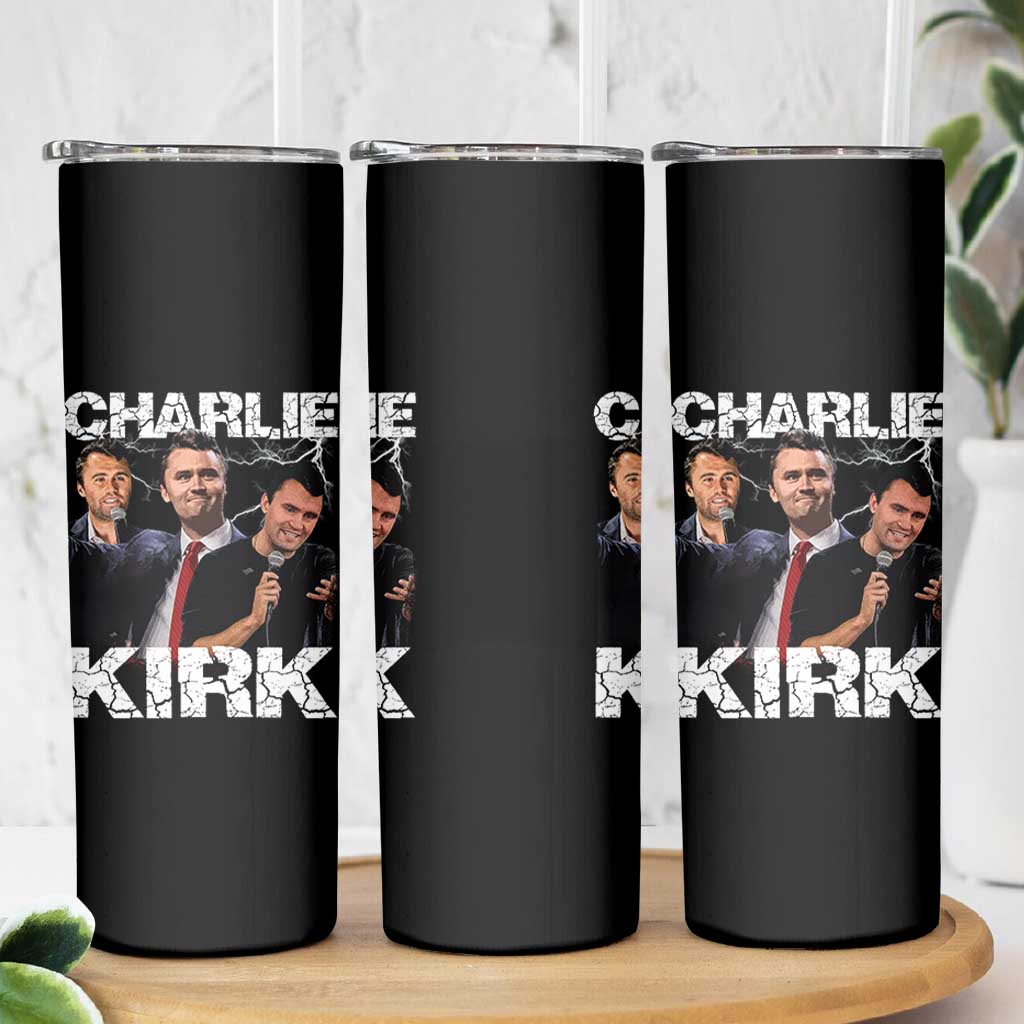 Charlie Kirk Skinny Tumbler Freedom Speech A True Patriot Tribute Bootleg - Wonder Print Shop