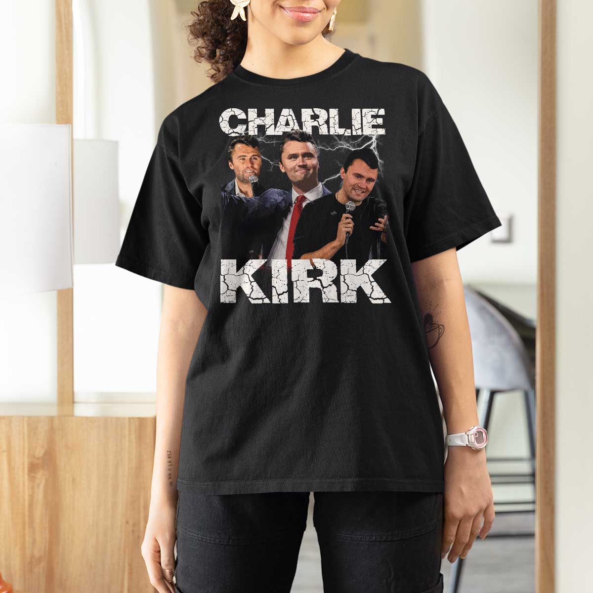 Charlie Kirk T Shirt For Women Freedom Speech A True Patriot Tribute Bootleg - Wonder Print Shop