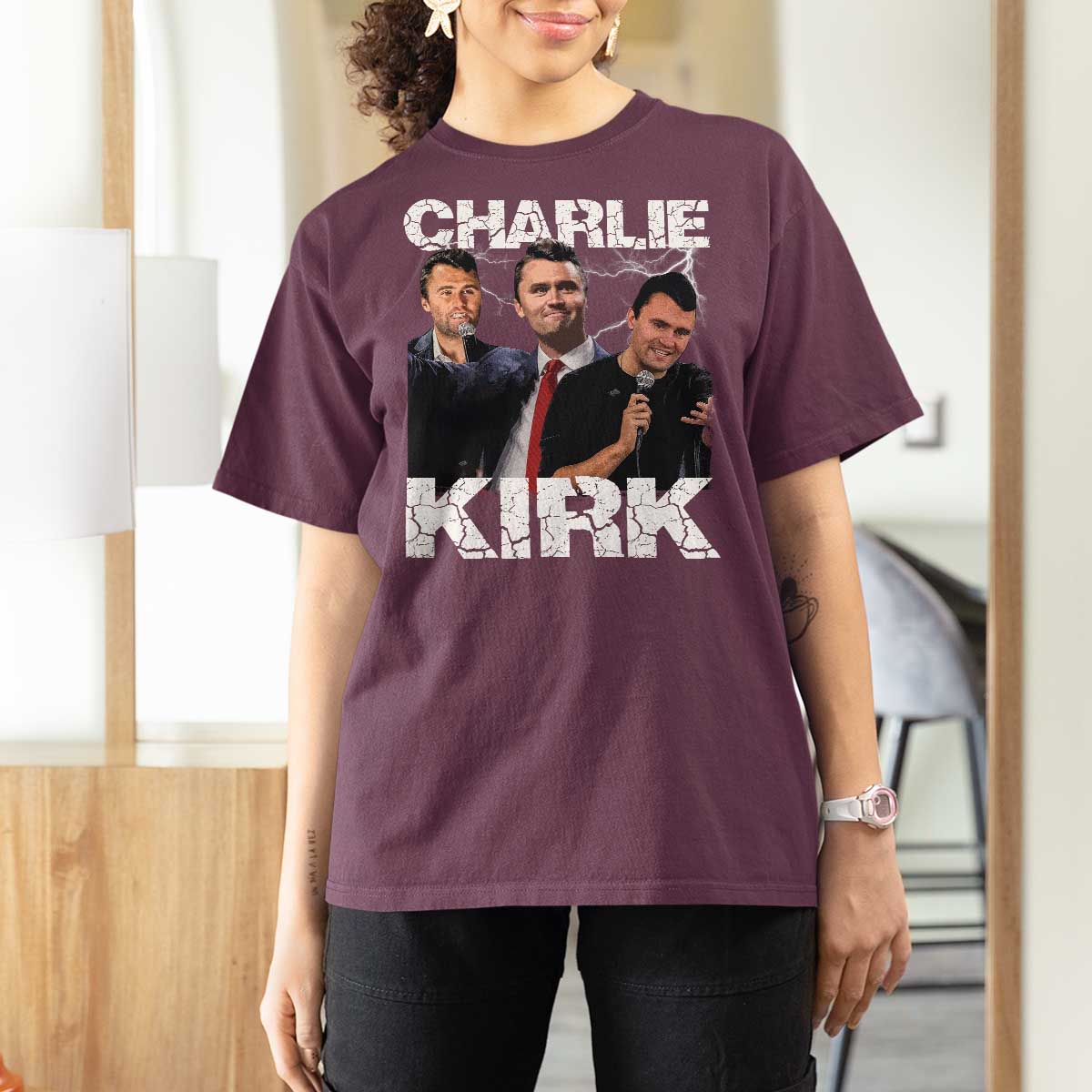 Charlie Kirk T Shirt For Women Freedom Speech A True Patriot Tribute Bootleg - Wonder Print Shop