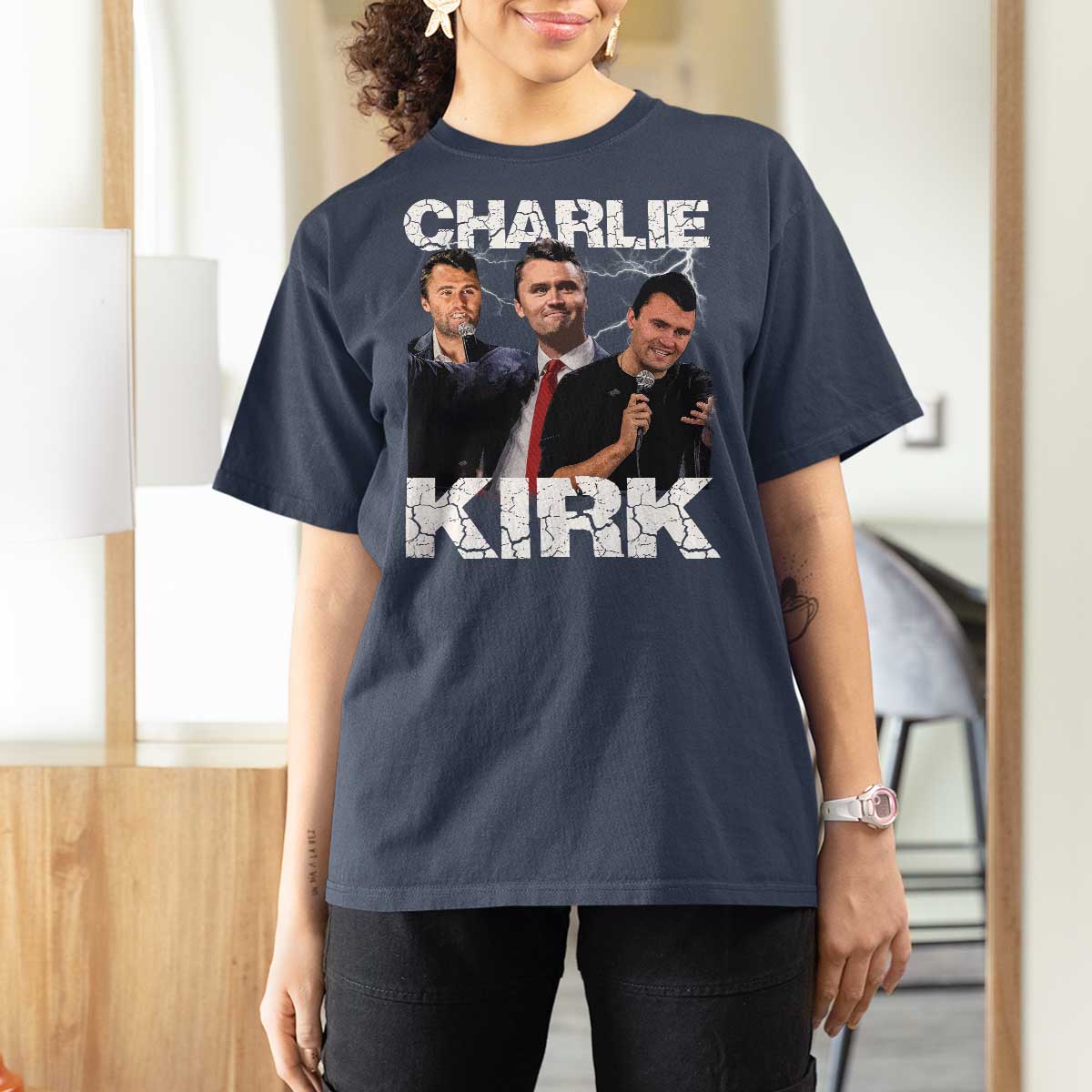 Charlie Kirk T Shirt For Women Freedom Speech A True Patriot Tribute Bootleg - Wonder Print Shop