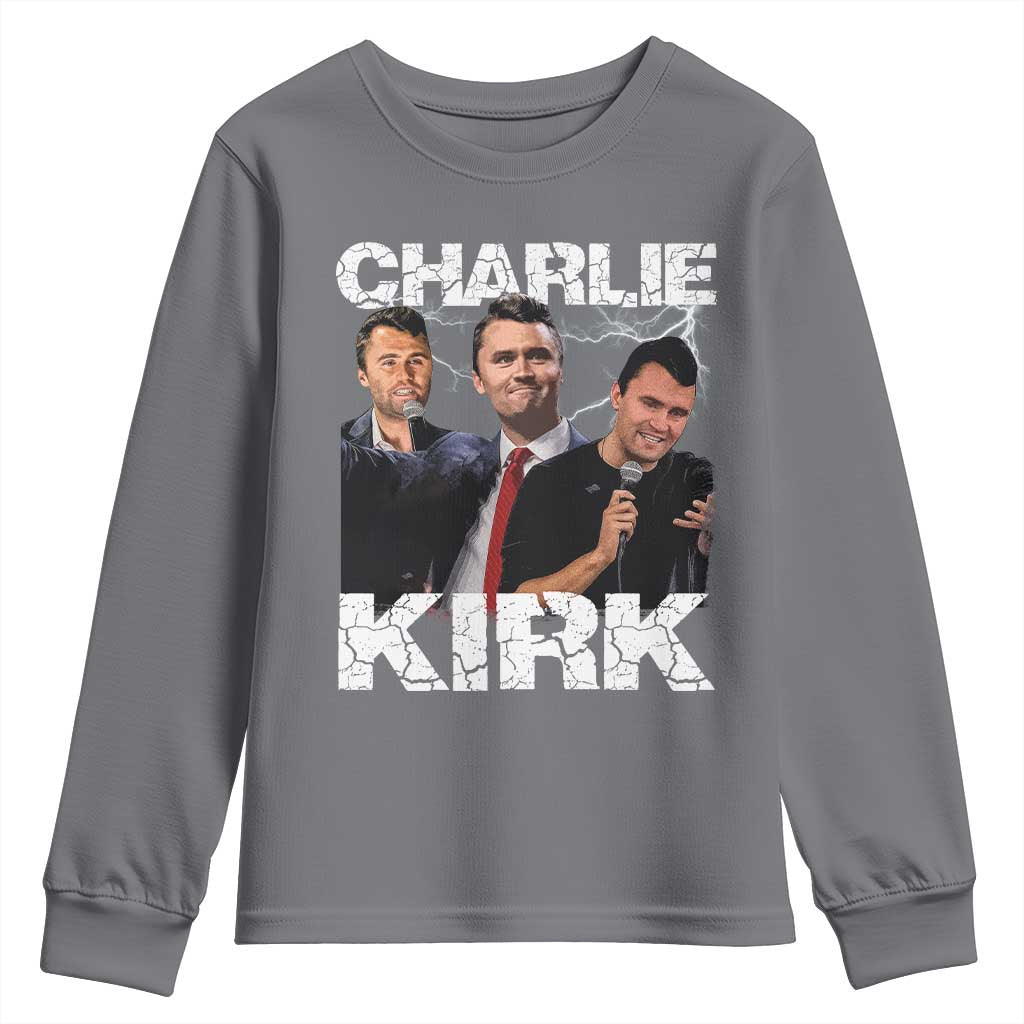 Charlie Kirk Youth Sweatshirt Freedom Speech A True Patriot Tribute Bootleg - Wonder Print Shop