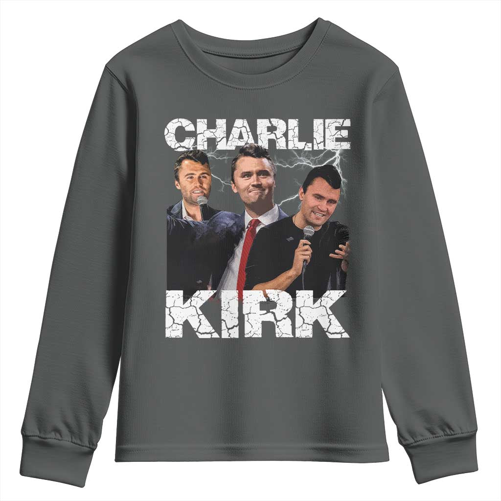 Charlie Kirk Youth Sweatshirt Freedom Speech A True Patriot Tribute Bootleg - Wonder Print Shop