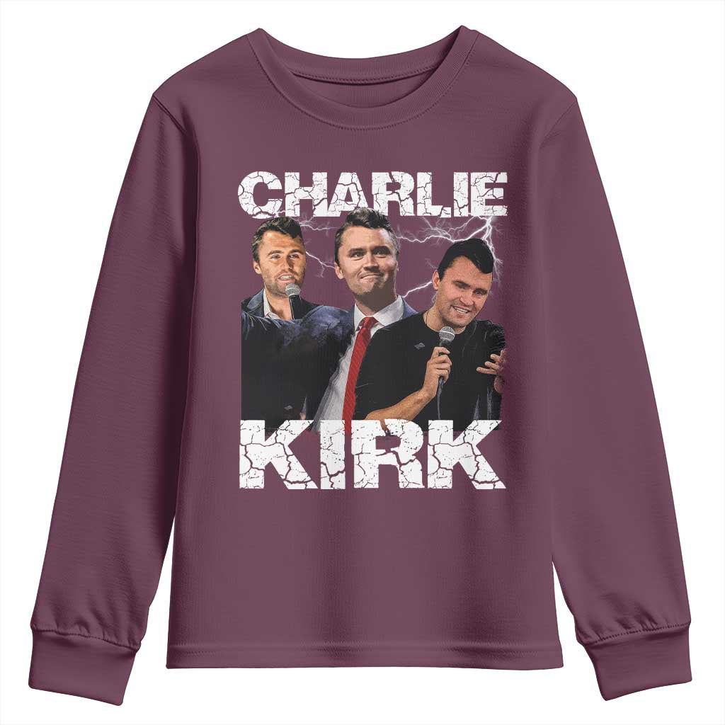 Charlie Kirk Youth Sweatshirt Freedom Speech A True Patriot Tribute Bootleg - Wonder Print Shop