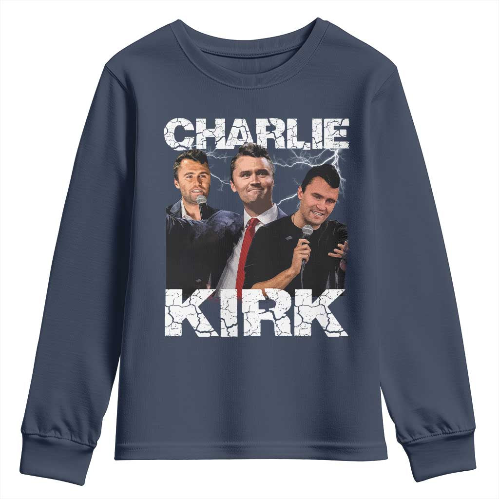 Charlie Kirk Youth Sweatshirt Freedom Speech A True Patriot Tribute Bootleg - Wonder Print Shop