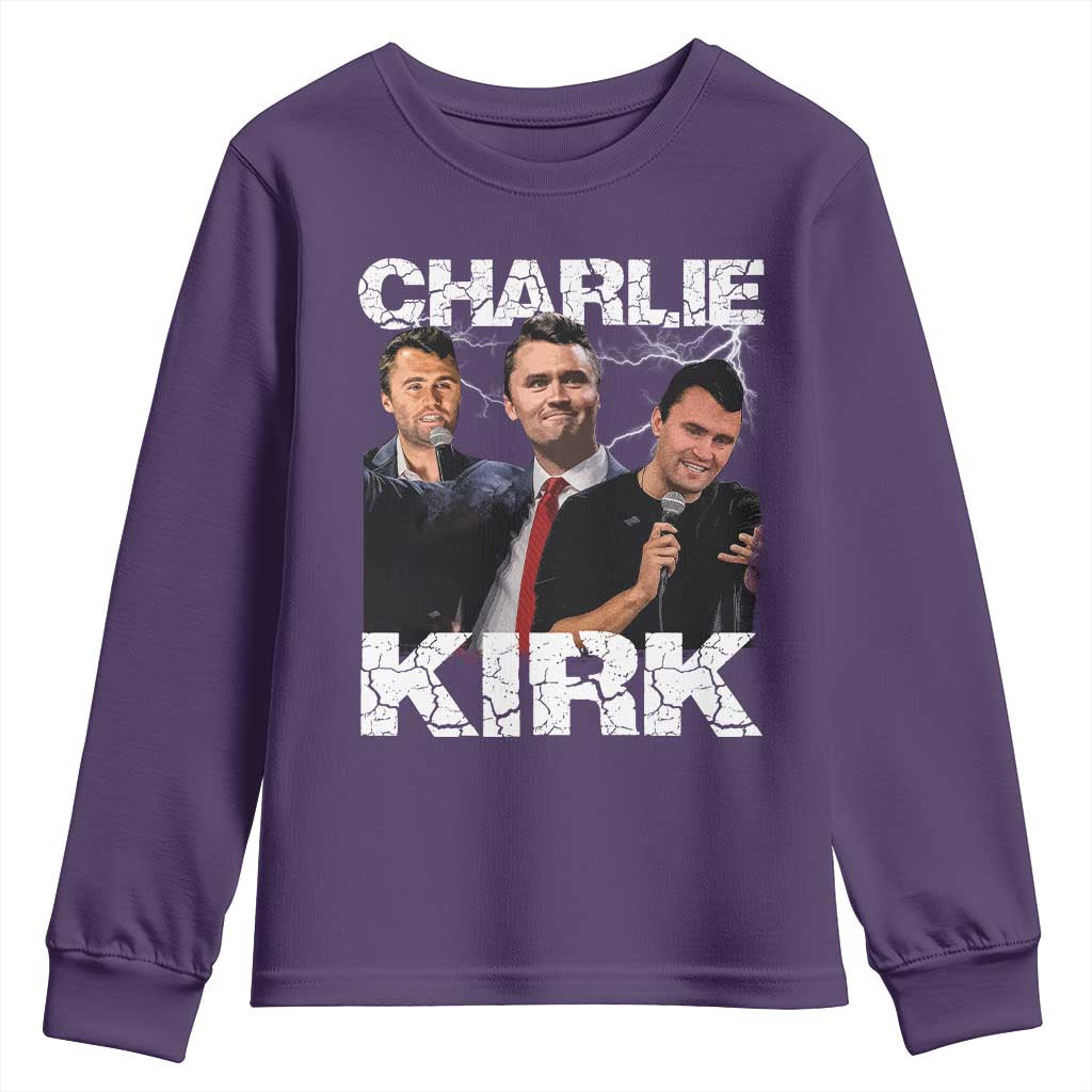 Charlie Kirk Youth Sweatshirt Freedom Speech A True Patriot Tribute Bootleg - Wonder Print Shop