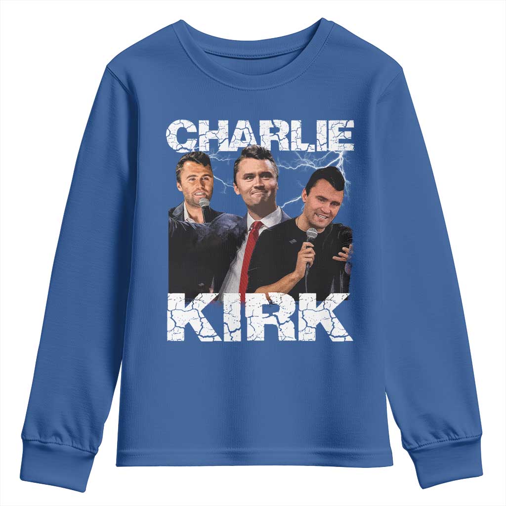 Charlie Kirk Youth Sweatshirt Freedom Speech A True Patriot Tribute Bootleg - Wonder Print Shop