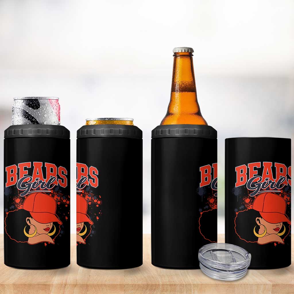 Bears Girl 4 in 1 Can Cooler Tumbler Sports Fan Team Spirit Black Girls - Wonder Print Shop