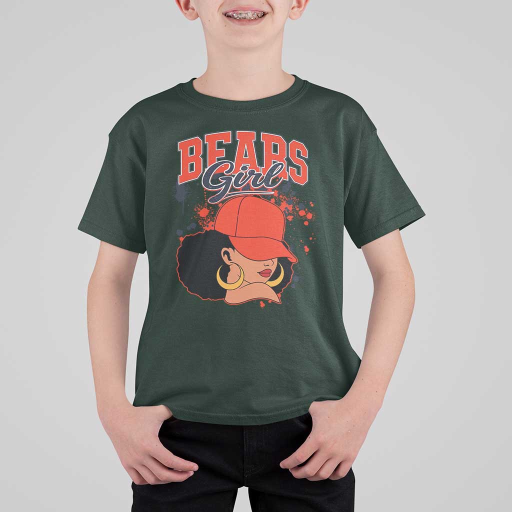 Bears Girl T Shirt For Kid Sports Fan Team Spirit Black Girls - Wonder Print Shop