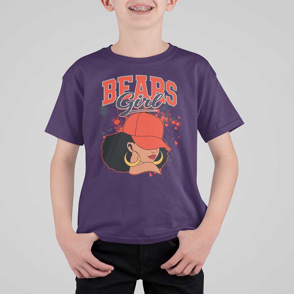 Bears Girl T Shirt For Kid Sports Fan Team Spirit Black Girls - Wonder Print Shop