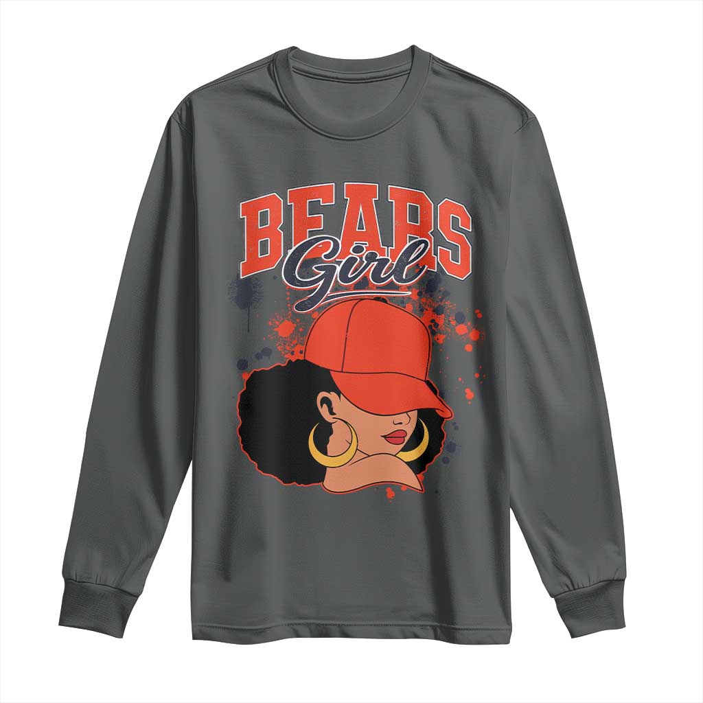 Bears Girl Long Sleeve Shirt Sports Fan Team Spirit Black Girls - Wonder Print Shop