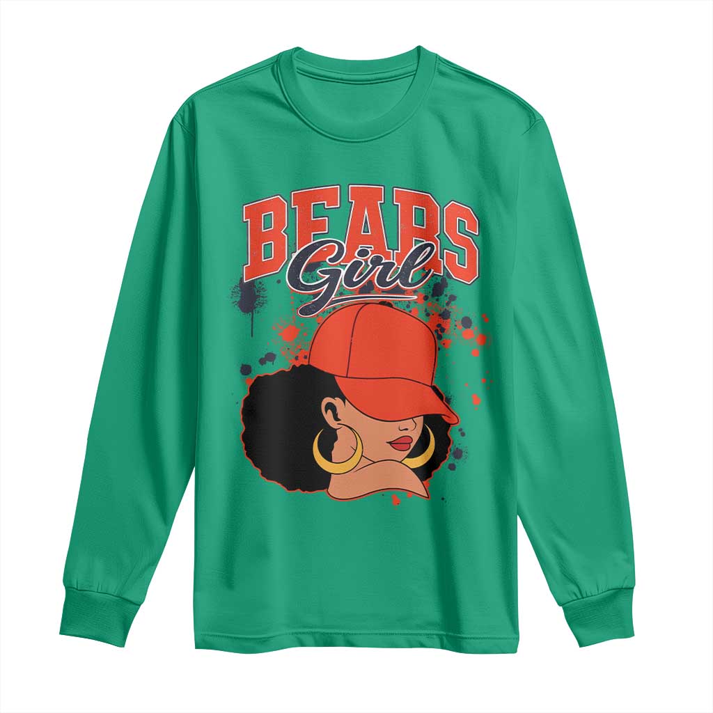 Bears Girl Long Sleeve Shirt Sports Fan Team Spirit Black Girls - Wonder Print Shop