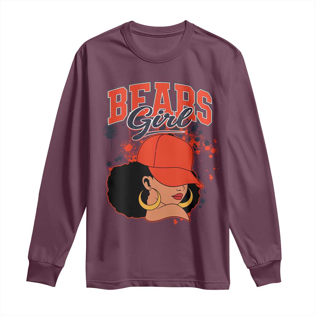 Bears Girl Long Sleeve Shirt Sports Fan Team Spirit Black Girls - Wonder Print Shop