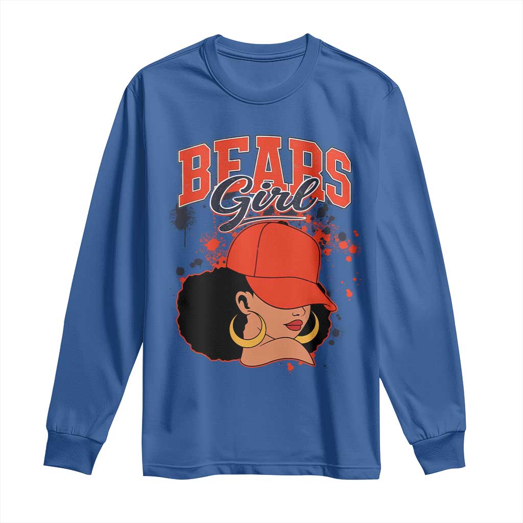 Bears Girl Long Sleeve Shirt Sports Fan Team Spirit Black Girls - Wonder Print Shop