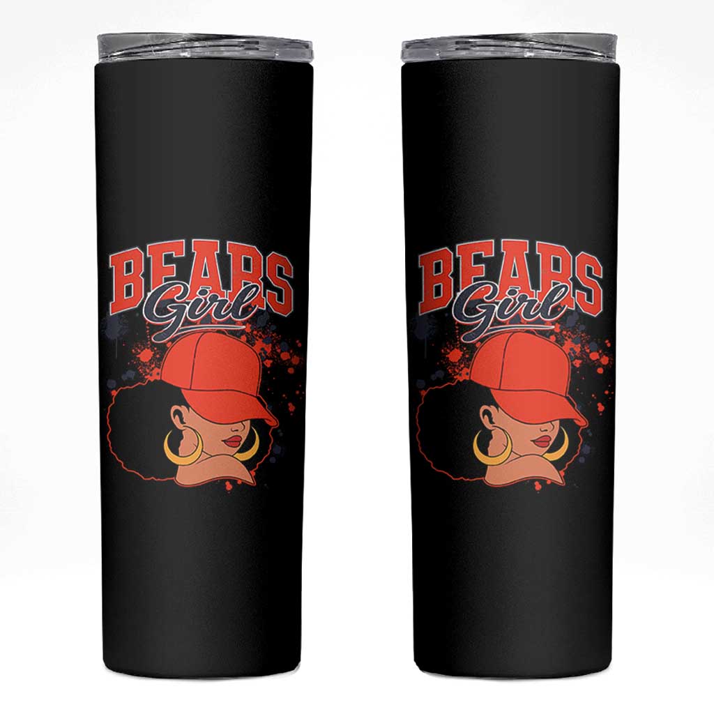Bears Girl Skinny Tumbler Sports Fan Team Spirit Black Girls - Wonder Print Shop