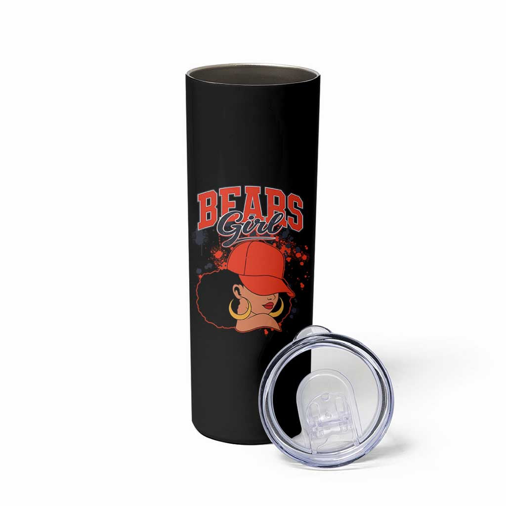 Bears Girl Skinny Tumbler Sports Fan Team Spirit Black Girls - Wonder Print Shop