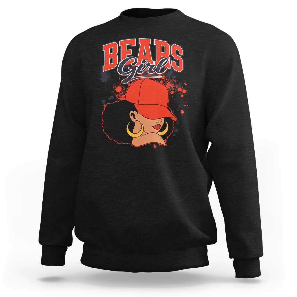 Bears Girl Sweatshirt Sports Fan Team Spirit Black Girls - Wonder Print Shop