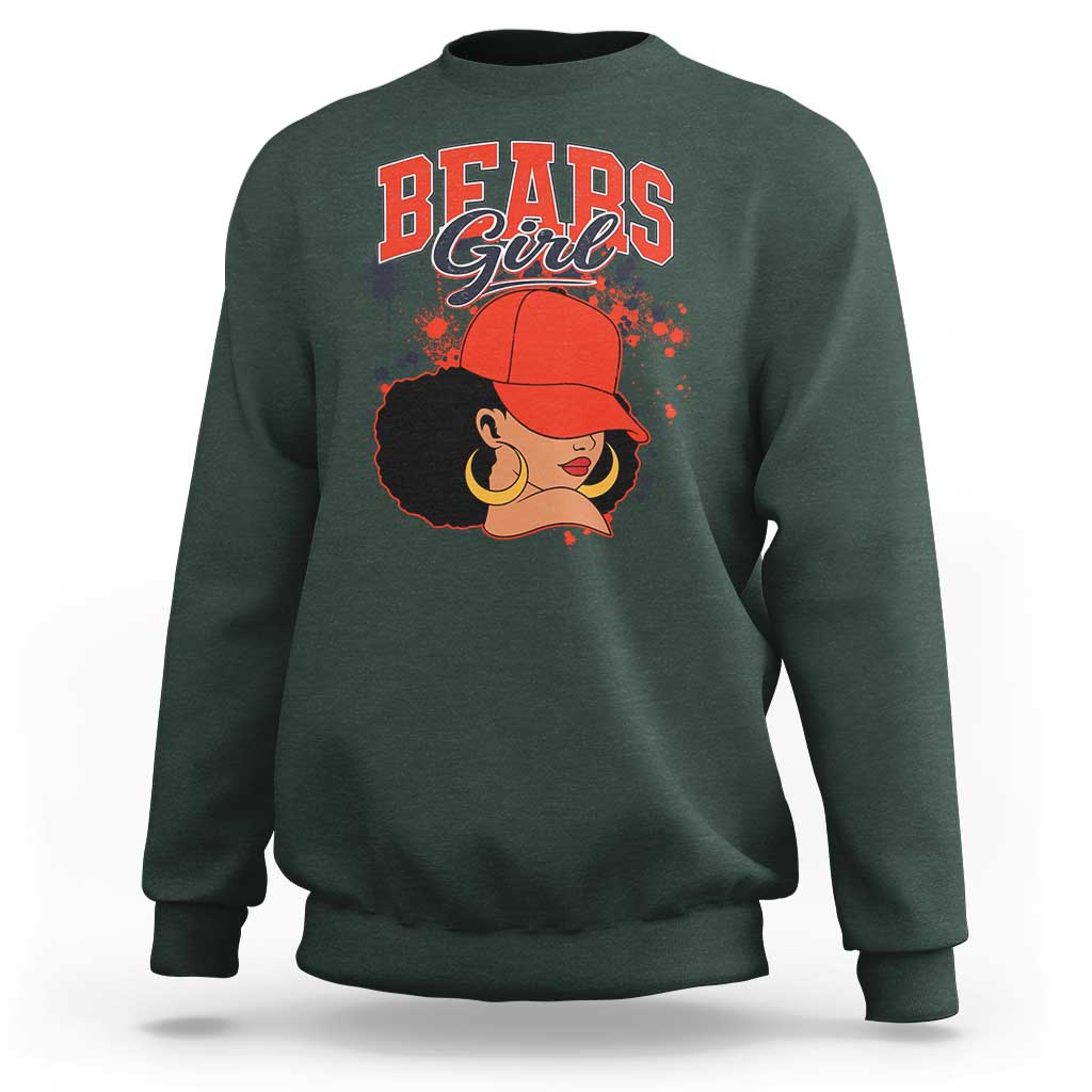 Bears Girl Sweatshirt Sports Fan Team Spirit Black Girls - Wonder Print Shop
